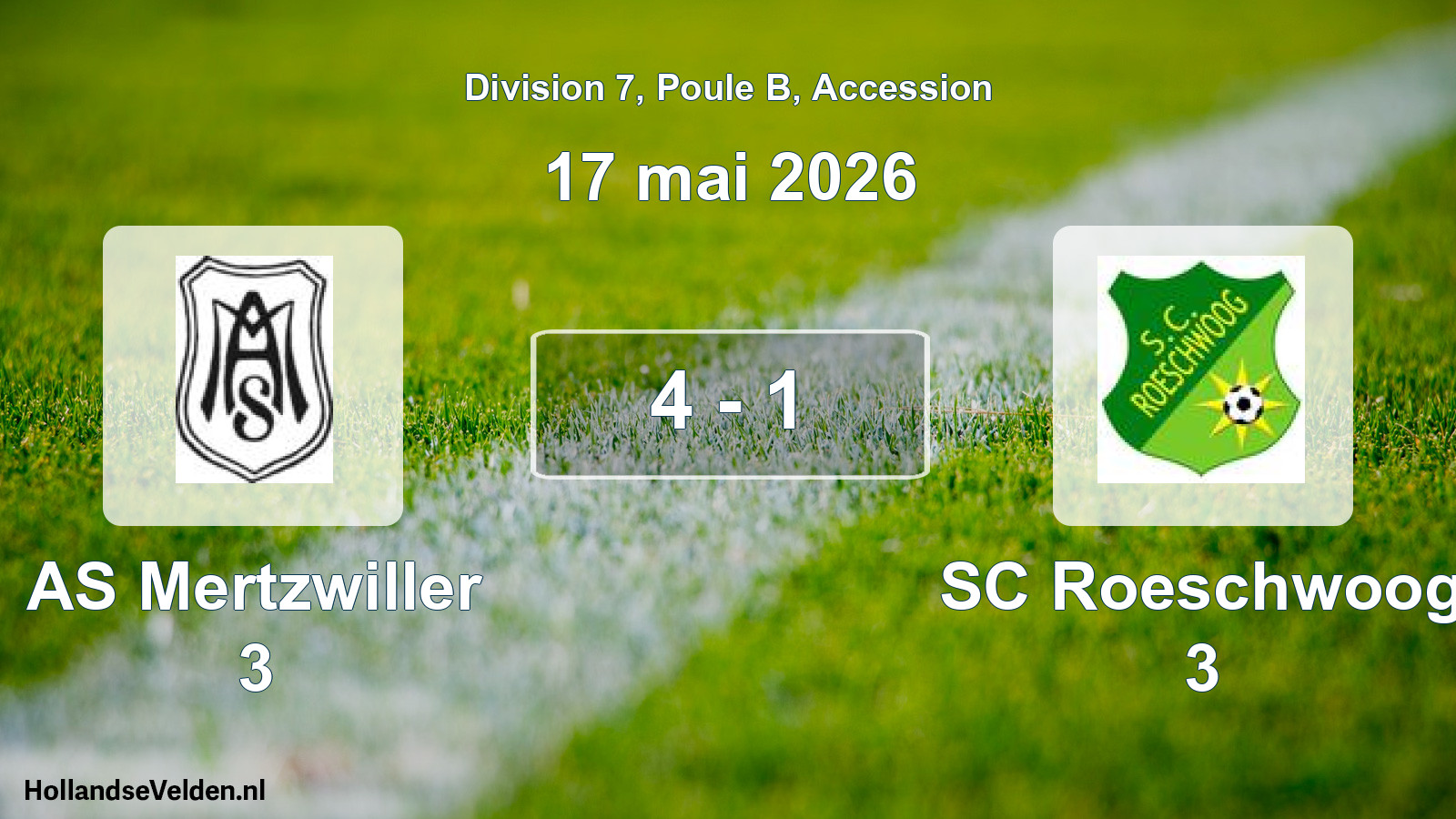 Gespeelde wedstrijd: AS Mertzwiller 3 - SC Roeschwoog 3 4 - 1 (17 mei 2026)