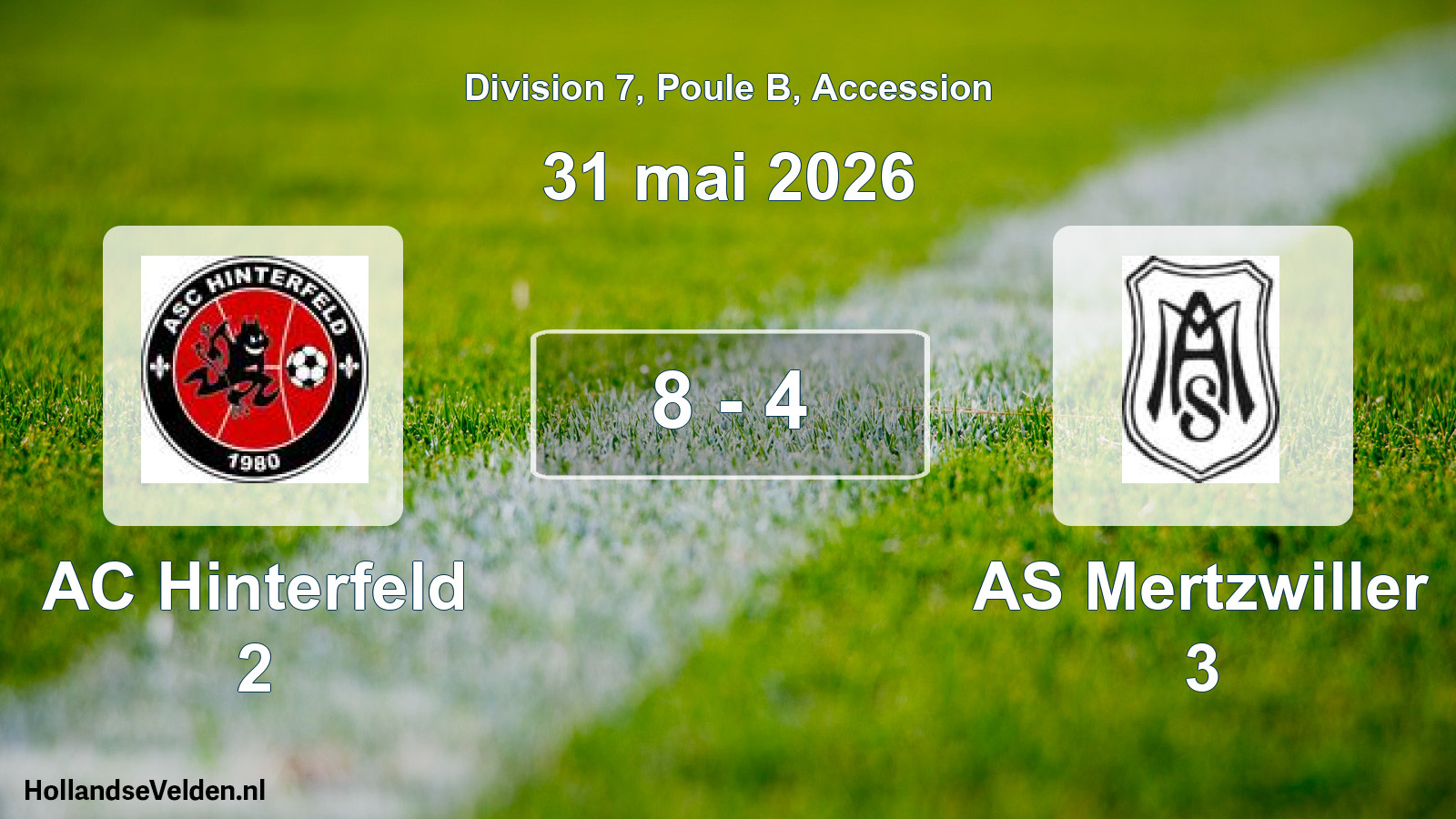Gespeelde wedstrijd: AC Hinterfeld 2 - AS Mertzwiller 3 8 - 4 (31 mei 2026)