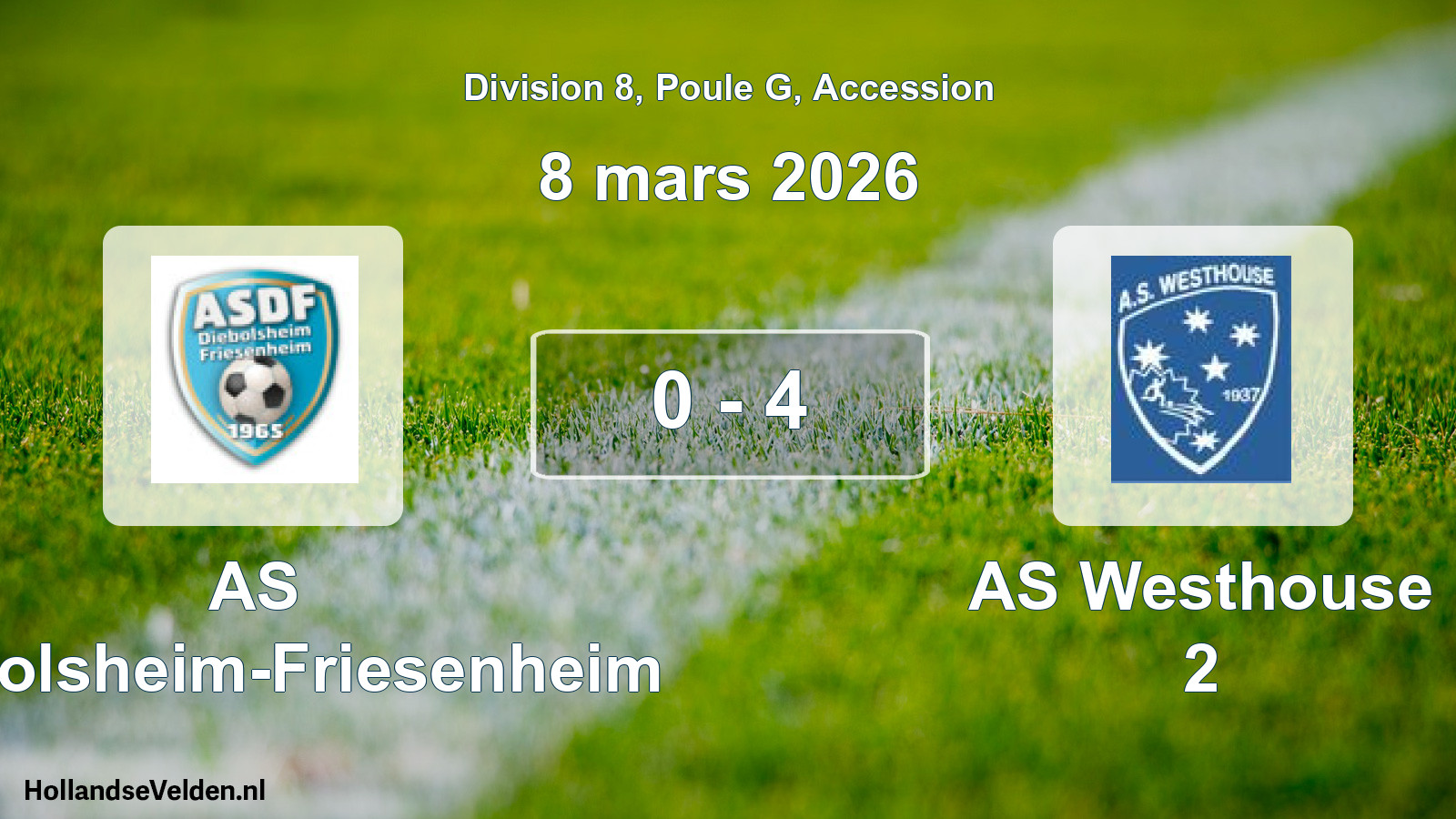 Gespeelde wedstrijd: AS Diebolsheim-Friesenheim - AS Westhouse 2 0 - 4 (8 maart 2026)