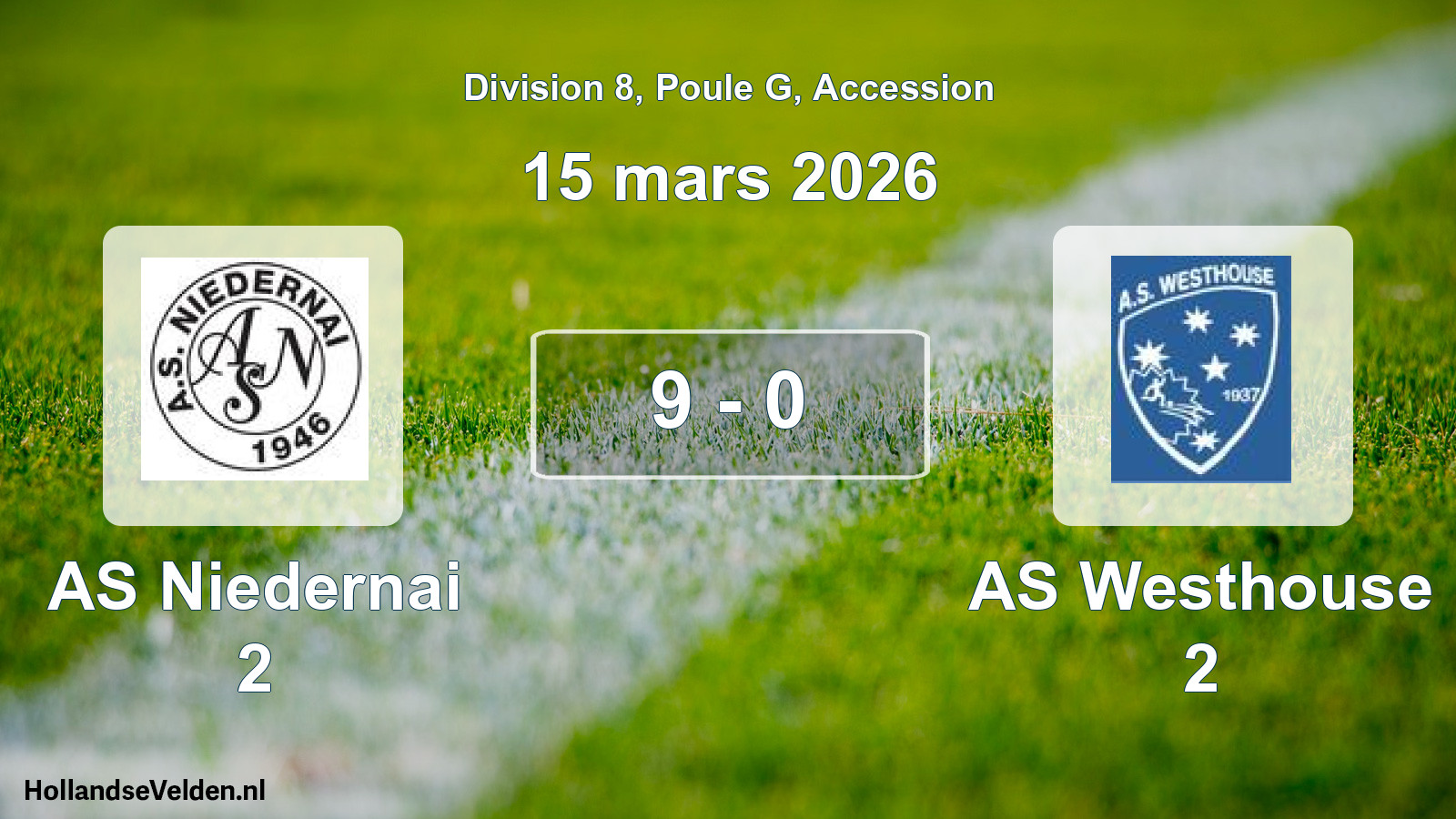 Gespeelde wedstrijd: AS Niedernai 2 - AS Westhouse 2 9 - 0 (15 maart 2026)