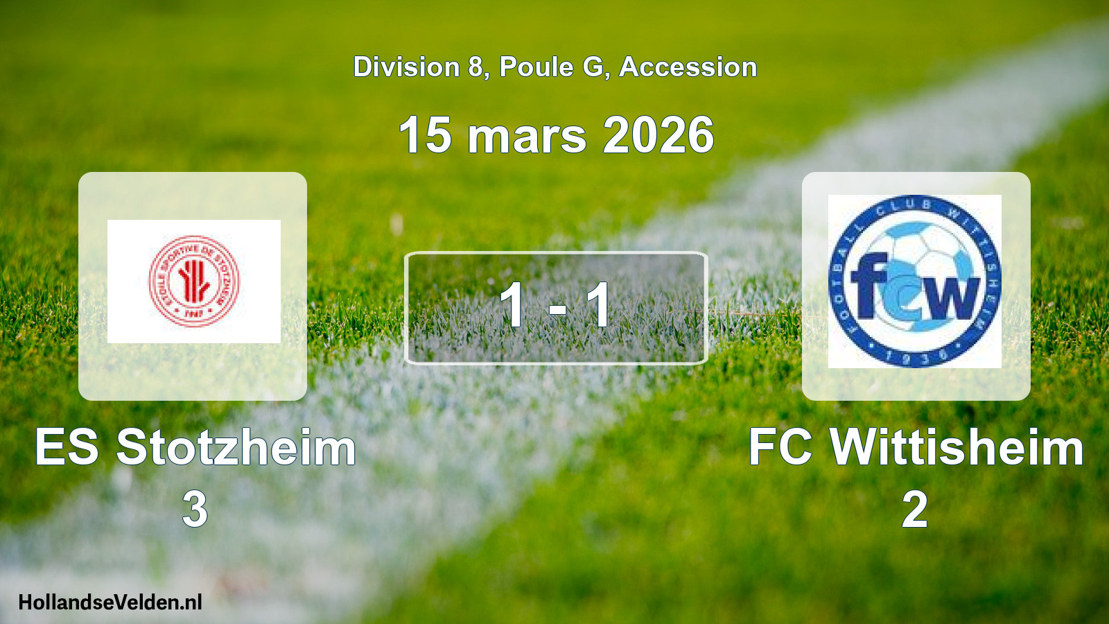 Gespeelde wedstrijd: ES Stotzheim 3 - FC Wittisheim 2 1 - 1 (15 maart 2026)