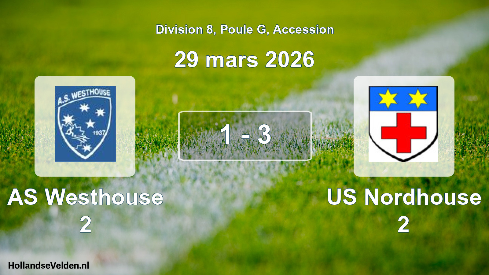 Gespeelde wedstrijd: AS Westhouse 2 - US Nordhouse 2 1 - 3 (29 maart 2026)