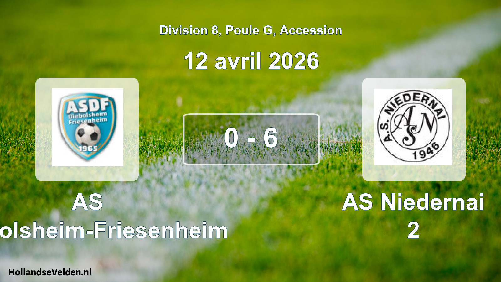 Gespeelde wedstrijd: AS Diebolsheim-Friesenheim - AS Niedernai 2 0 - 6 (12 april 2026)