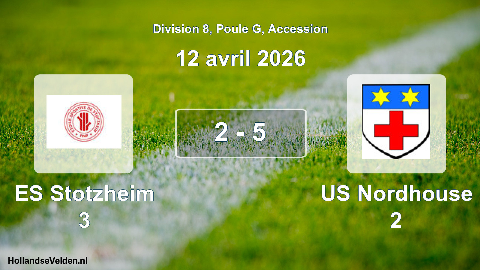 Gespeelde wedstrijd: ES Stotzheim 3 - US Nordhouse 2 2 - 5 (12 april 2026)