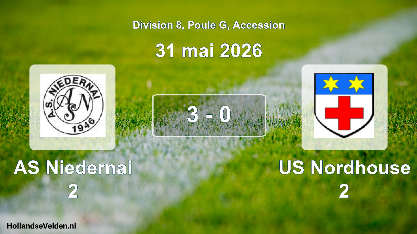 Gespeelde wedstrijd: AS Niedernai 2 - US Nordhouse 2 3 - 0 (31 mei 2026)