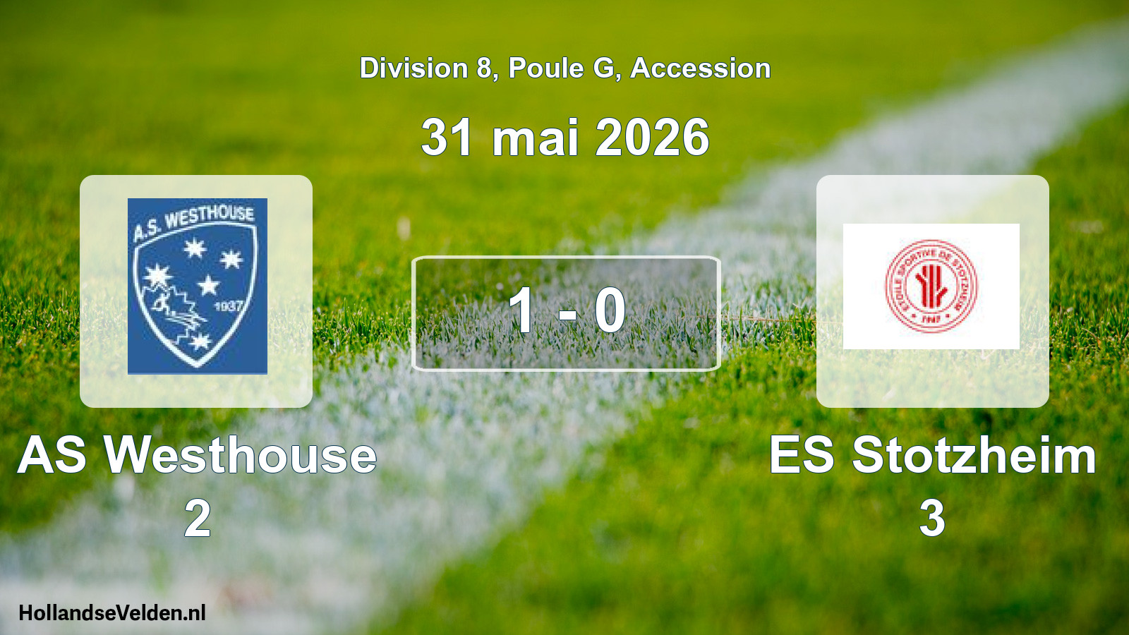 Gespeelde wedstrijd: AS Westhouse 2 - ES Stotzheim 3 1 - 0 (31 mei 2026)