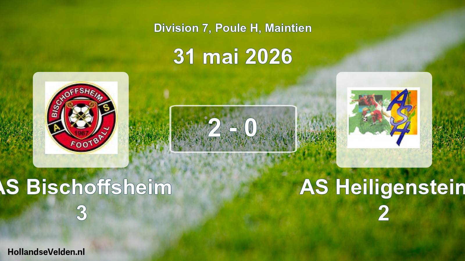 Gespeelde wedstrijd: AS Bischoffsheim 3 - AS Heiligenstein 2 2 - 0 (31 mei 2026)