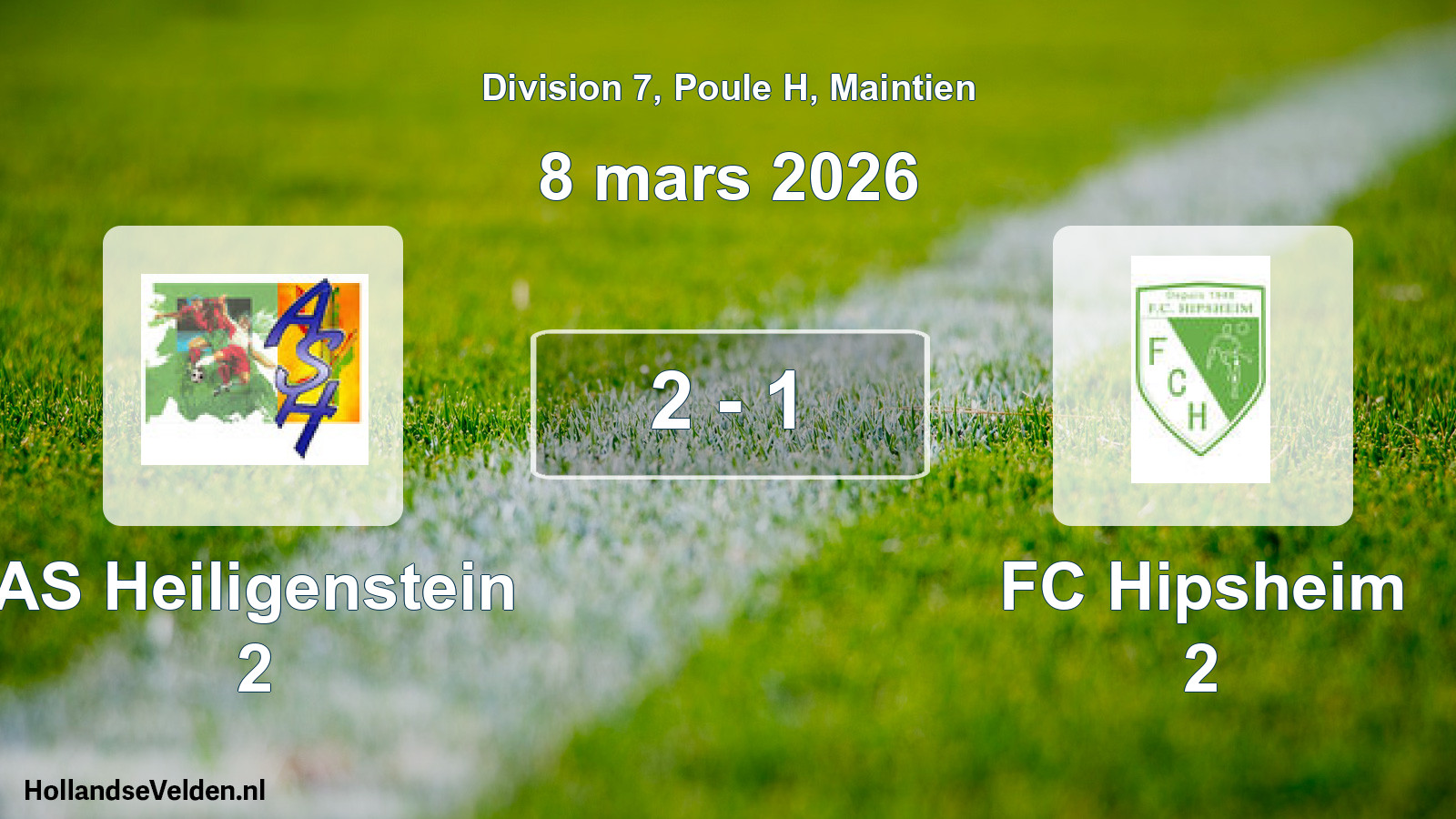 Gespeelde wedstrijd: AS Heiligenstein 2 - FC Hipsheim 2 2 - 1 (8 maart 2026)