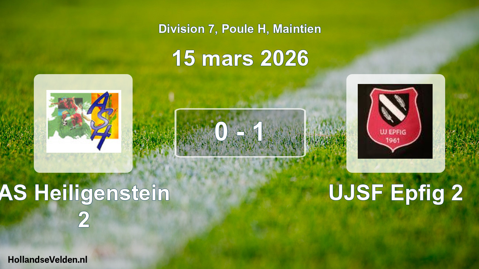 Gespeelde wedstrijd: AS Heiligenstein 2 - UJSF Epfig 2 0 - 1 (15 maart 2026)