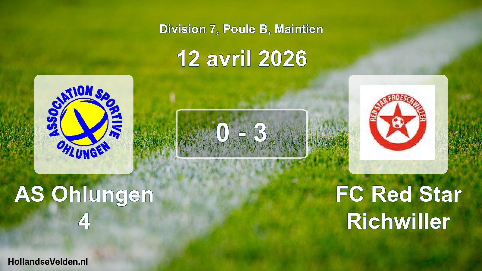Gespeelde wedstrijd: AS Ohlungen 4 - FC Red Star Richwiller 0 - 3 (12 april 2026)