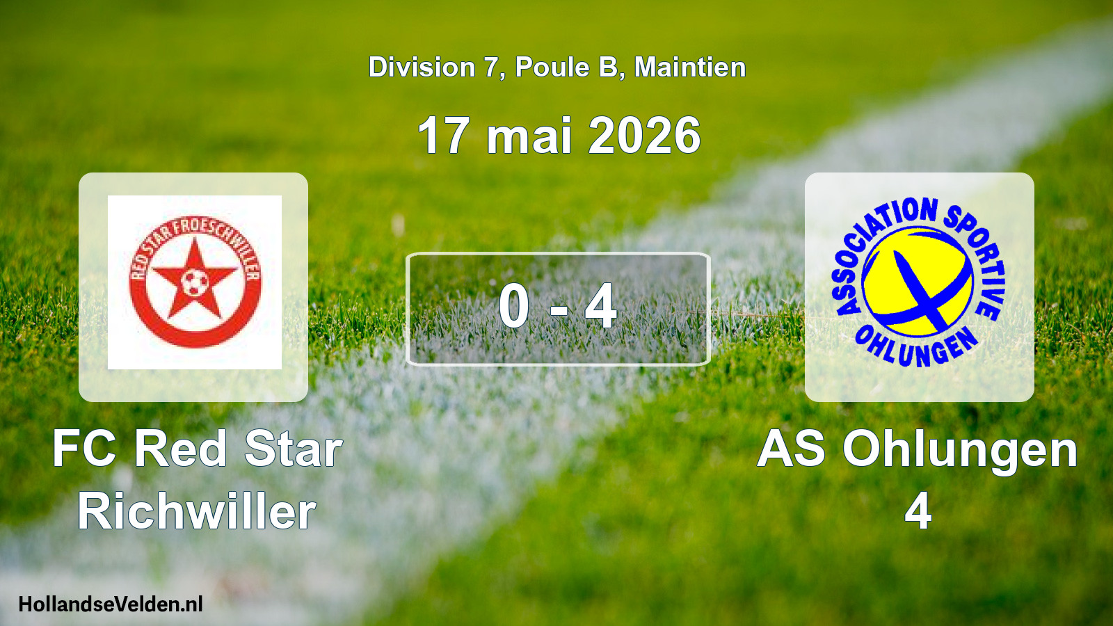 Gespeelde wedstrijd: FC Red Star Richwiller - AS Ohlungen 4 0 - 4 (17 mei 2026)