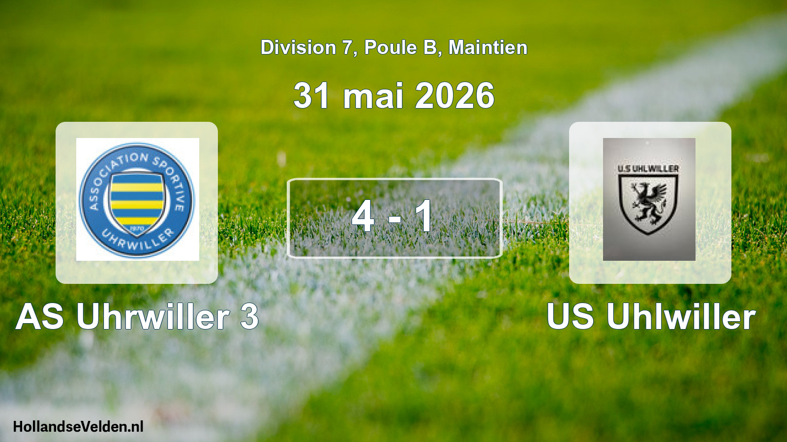 Gespeelde wedstrijd: AS Uhrwiller 3 - US Uhlwiller 4 - 1 (31 mei 2026)