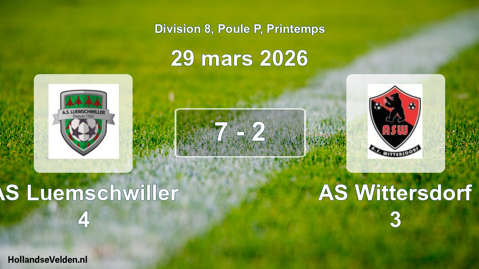 Gespeelde wedstrijd: AS Luemschwiller 4 - AS Wittersdorf 3 7 - 2 (29 maart 2026)
