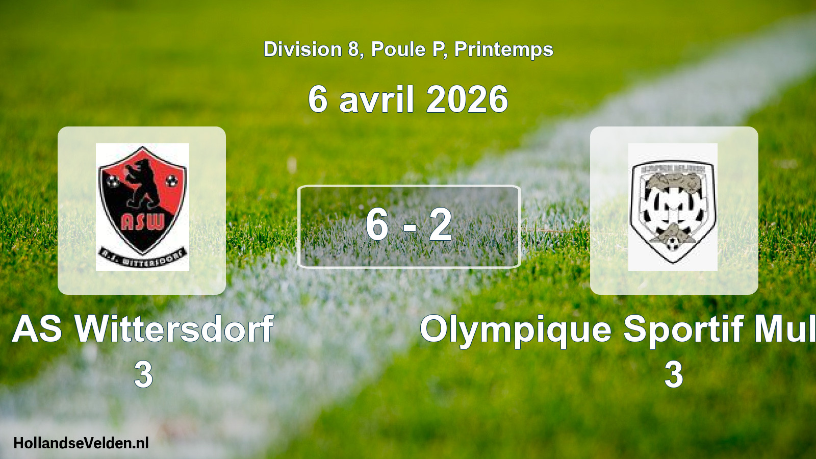 Gespeelde wedstrijd: AS Wittersdorf 3 - Olympique Sportif Mulhouse 3 6 - 2 (6 april 2026)