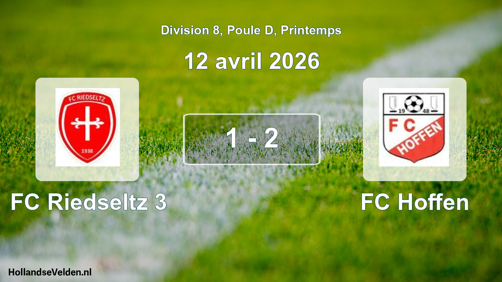 Gespeelde wedstrijd: FC Riedseltz 3 - FC Hoffen 1 - 2 (12 april 2026)