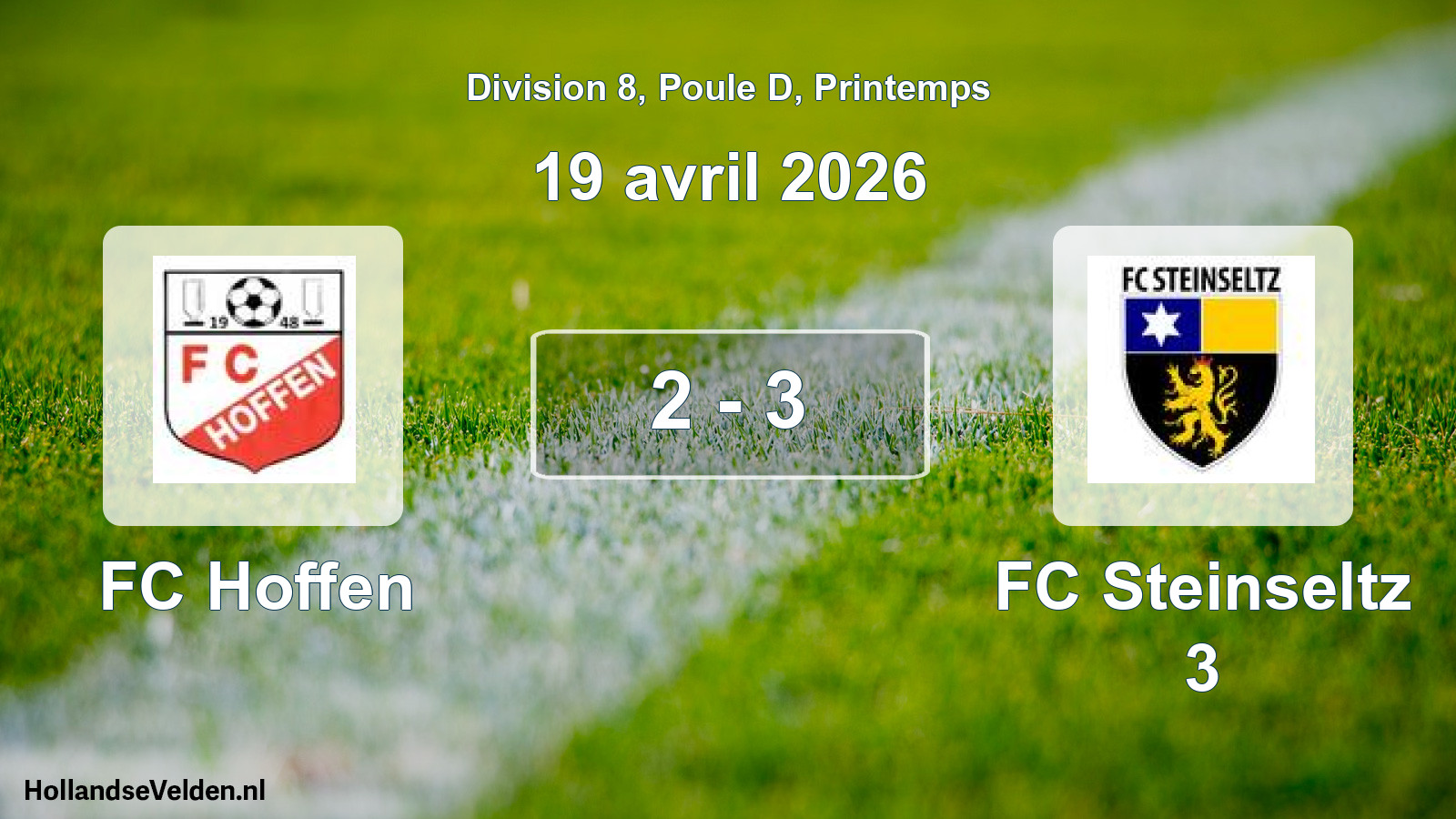 Gespeelde wedstrijd: FC Hoffen - FC Steinseltz 3 2 - 3 (19 april 2026)