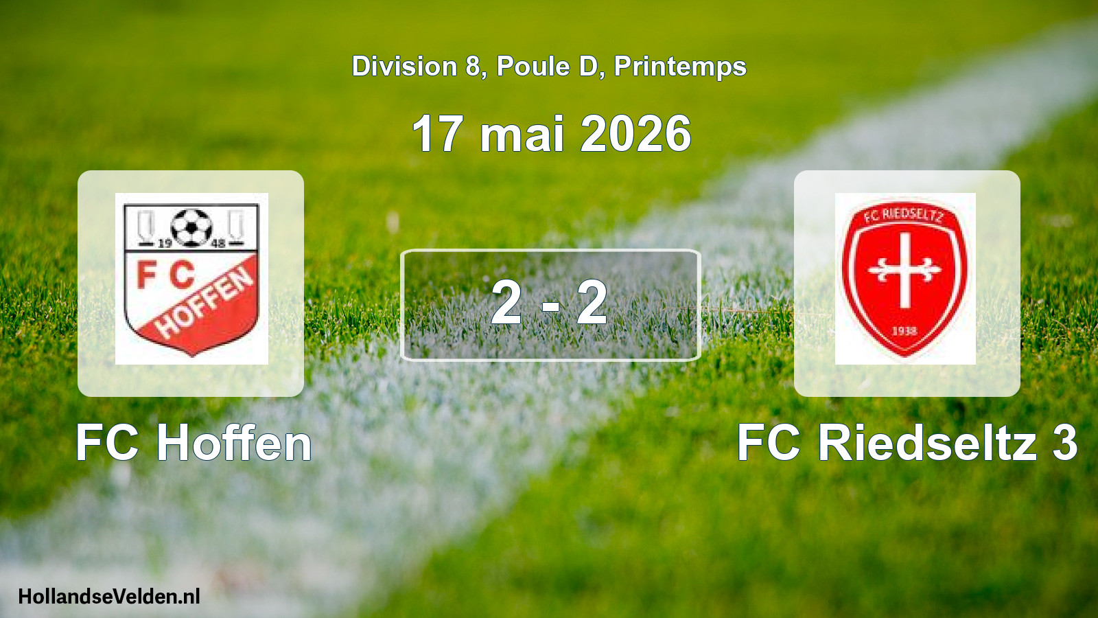 Gespeelde wedstrijd: FC Hoffen - FC Riedseltz 3 2 - 2 (17 mei 2026)