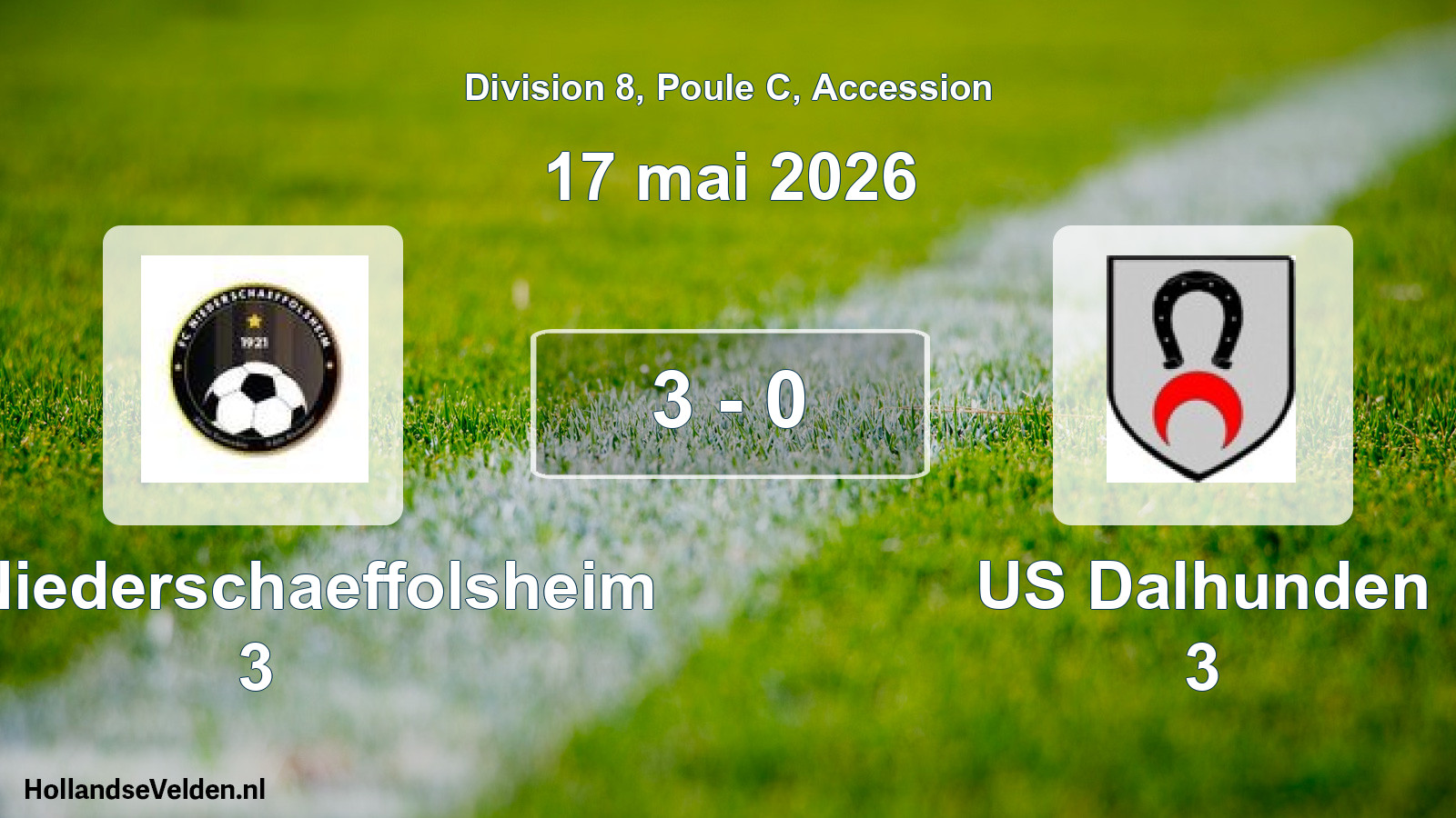 Gespeelde wedstrijd: FC Niederschaeffolsheim 3 - US Dalhunden 3 3 - 0 (17 mei 2026)