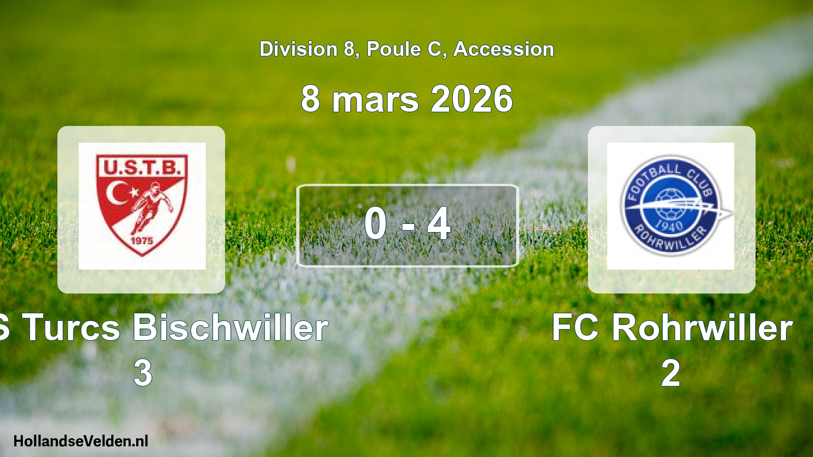 Gespeelde wedstrijd: US Turcs Bischwiller 3 - FC Rohrwiller 2 0 - 4 (8 maart 2026)