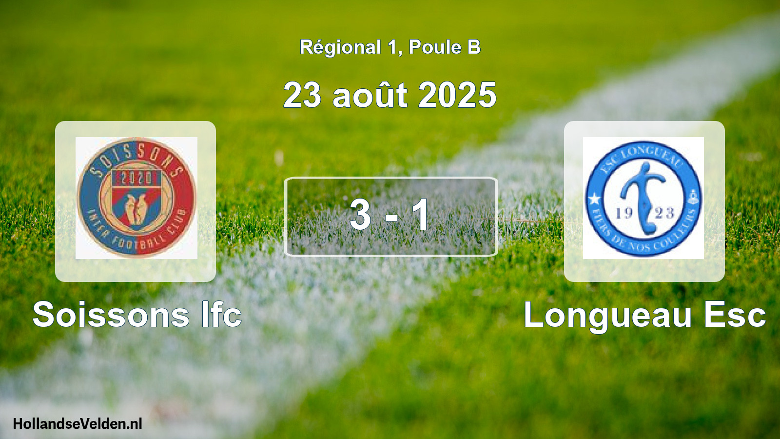 Gespeelde wedstrijd: Soissons Ifc - Longueau Esc 3 - 1 (23 augustus 2025)