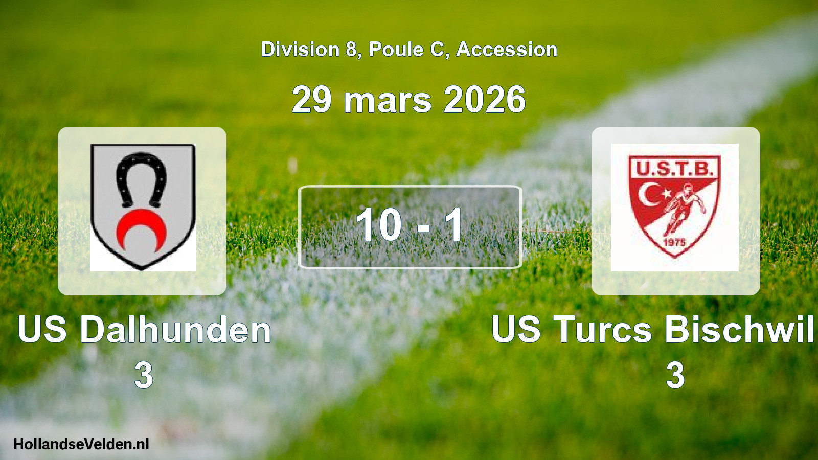 Gespeelde wedstrijd: US Dalhunden 3 - US Turcs Bischwiller 3 10 - 1 (29 maart 2026)
