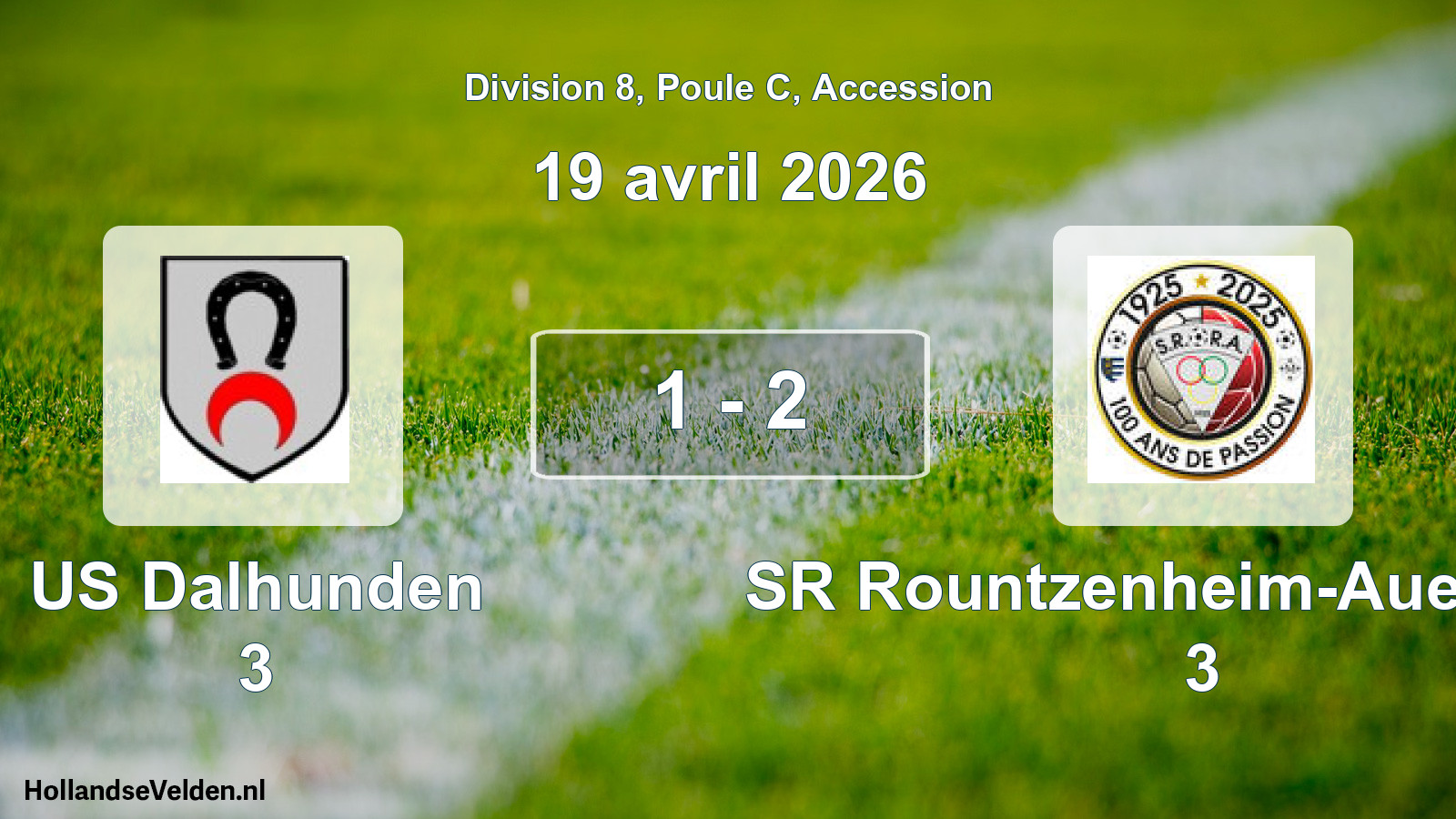 Gespeelde wedstrijd: US Dalhunden 3 - SR Rountzenheim-Auenheim 3 1 - 2 (19 april 2026)