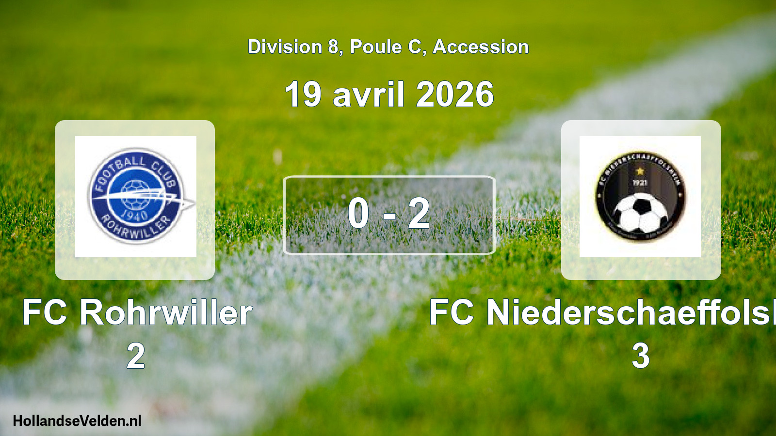 Gespeelde wedstrijd: FC Rohrwiller 2 - FC Niederschaeffolsheim 3 0 - 2 (19 april 2026)