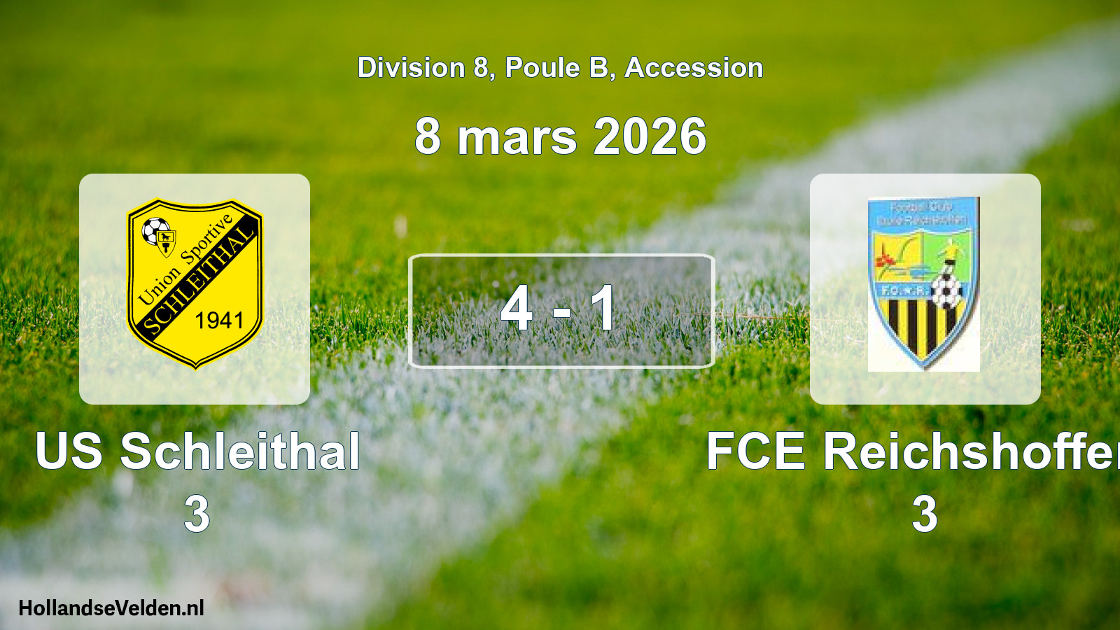 Gespeelde wedstrijd: US Schleithal 3 - FCE Reichshoffen 3 4 - 1 (8 maart 2026)