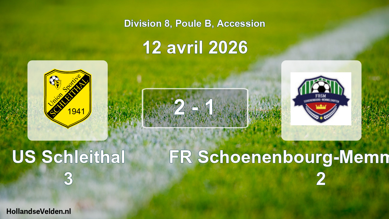 Gespeelde wedstrijd: US Schleithal 3 - FR Schoenenbourg-Memmelshoffen 2 2 - 1 (12 april 2026)