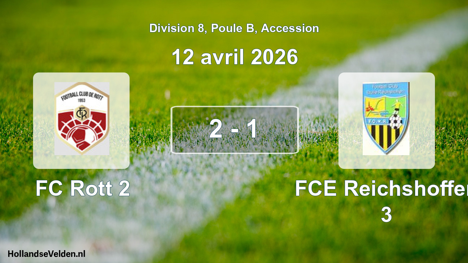 Gespeelde wedstrijd: FC Rott 2 - FCE Reichshoffen 3 2 - 1 (12 april 2026)