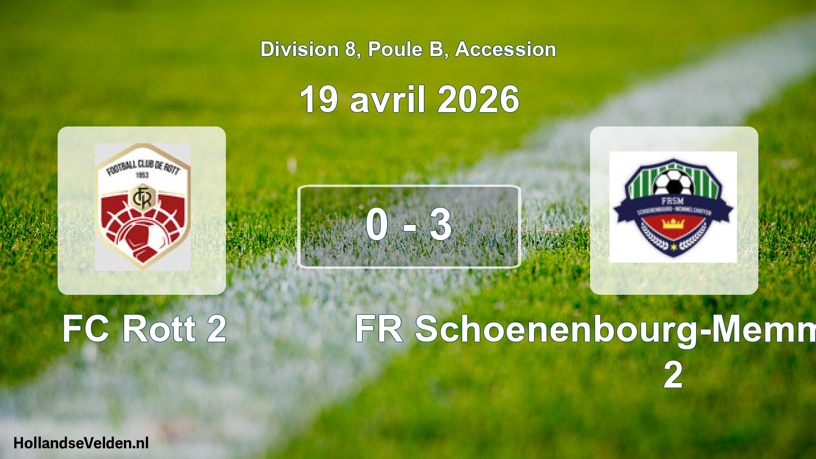 Gespeelde wedstrijd: FC Rott 2 - FR Schoenenbourg-Memmelshoffen 2 0 - 3 (19 april 2026)