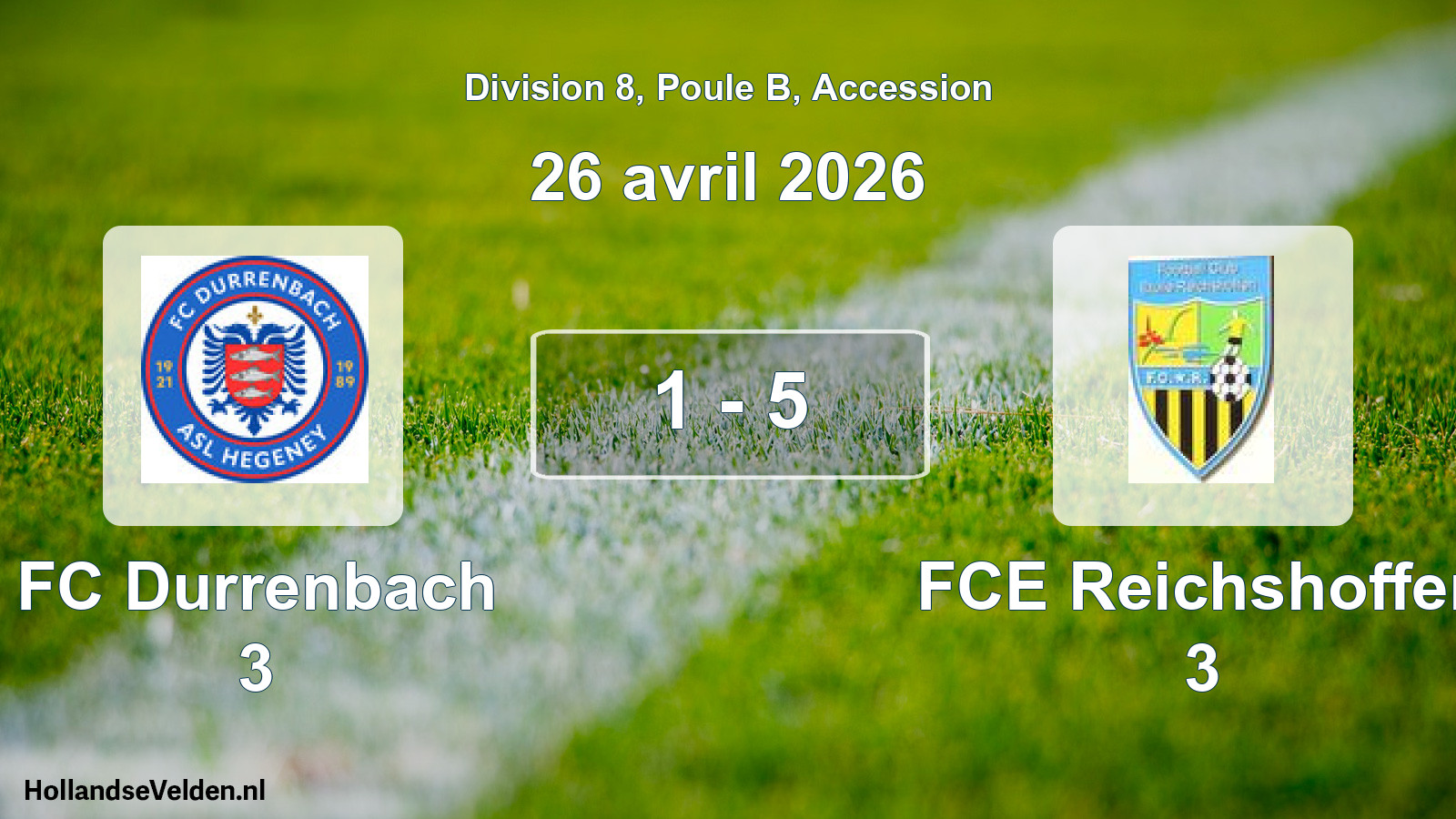 Gespeelde wedstrijd: FC Durrenbach 3 - FCE Reichshoffen 3 1 - 5 (26 april 2026)