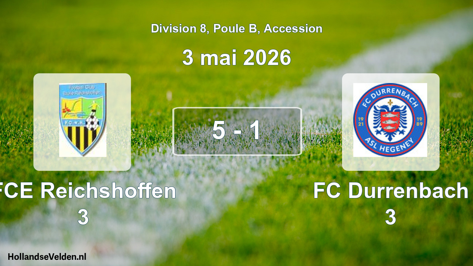 Gespeelde wedstrijd: FCE Reichshoffen 3 - FC Durrenbach 3 5 - 1 (3 mei 2026)