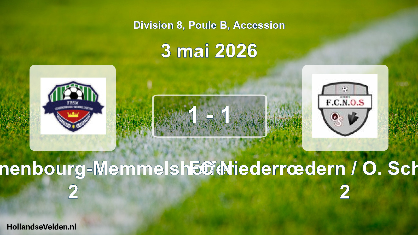 Gespeelde wedstrijd: FR Schoenenbourg-Memmelshoffen 2 - FC Niederrœdern / O. Schaffhouse 2 1 - 1 (3 mei 2026)