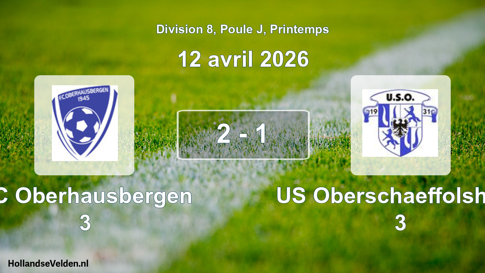 Gespeelde wedstrijd: FC Oberhausbergen 3 - US Oberschaeffolsheim 3 2 - 1 (12 april 2026)