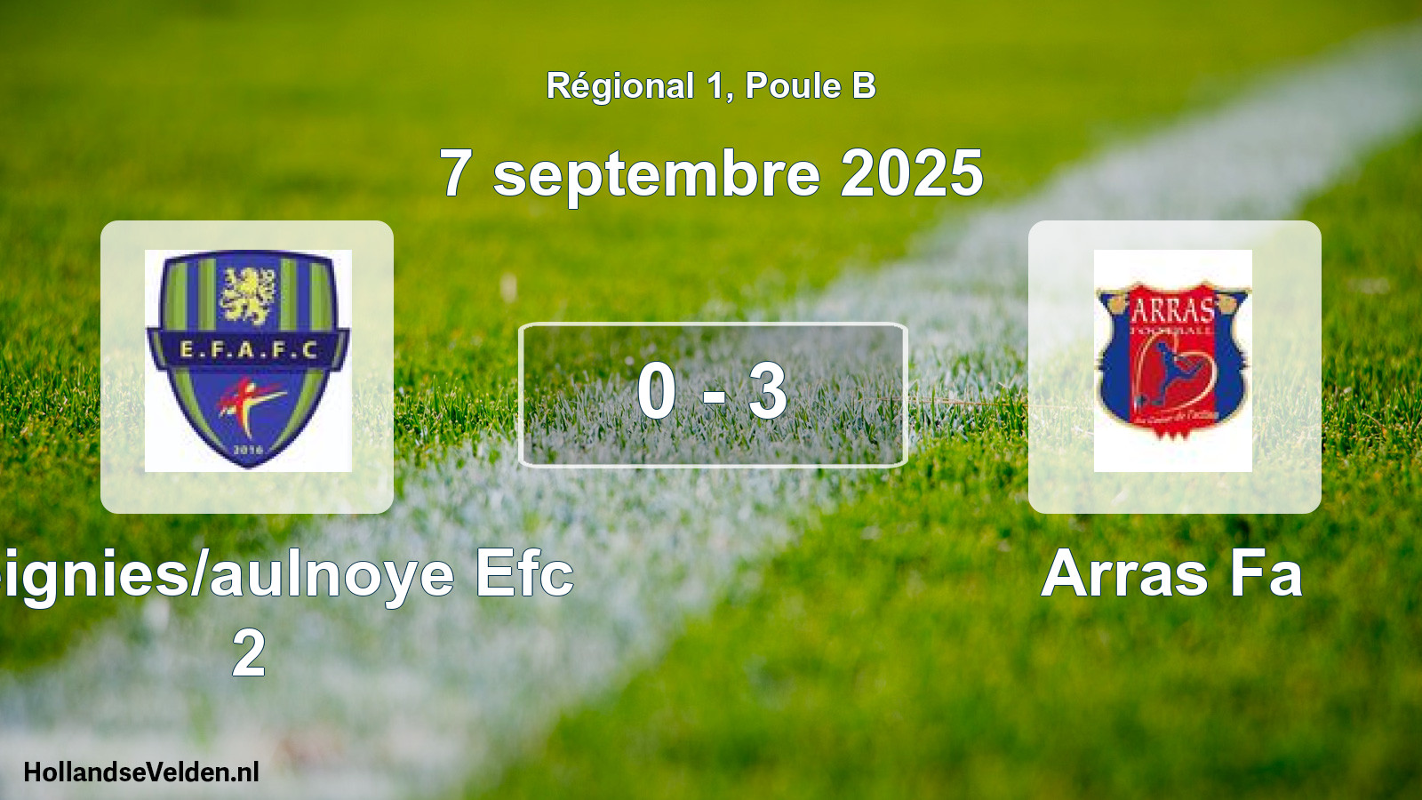 Total number of matches played: Feignies/aulnoye Efc 2 - Arras Fa 0 - 3 (7 September 2025)