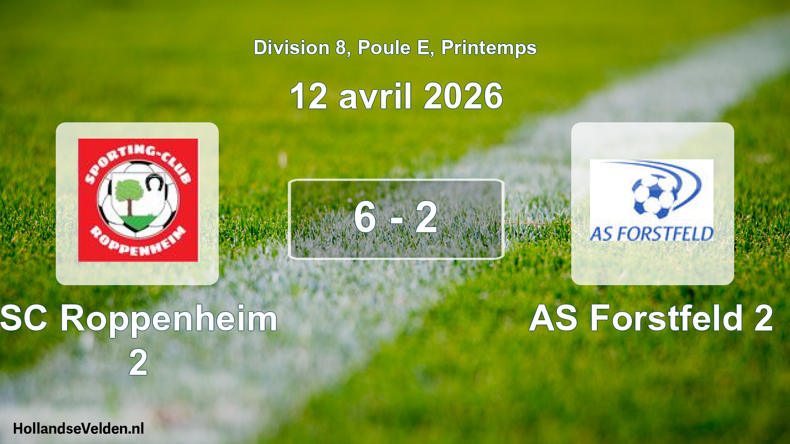 Gespeelde wedstrijd: SC Roppenheim 2 - AS Forstfeld 2 6 - 2 (12 april 2026)
