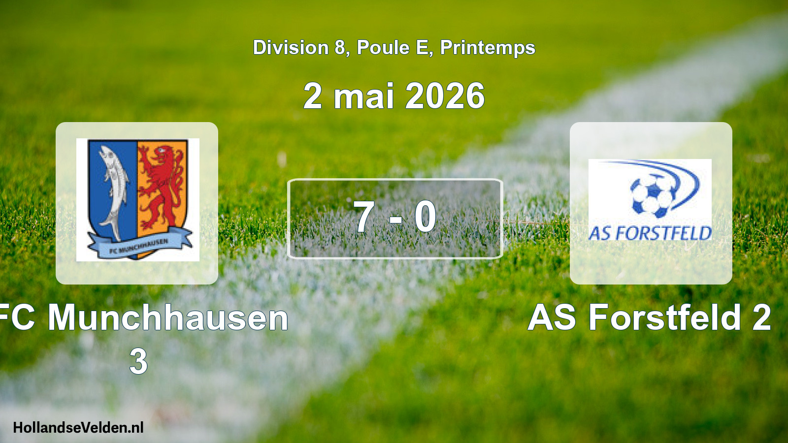 Gespeelde wedstrijd: FC Munchhausen 3 - AS Forstfeld 2 7 - 0 (2 mei 2026)
