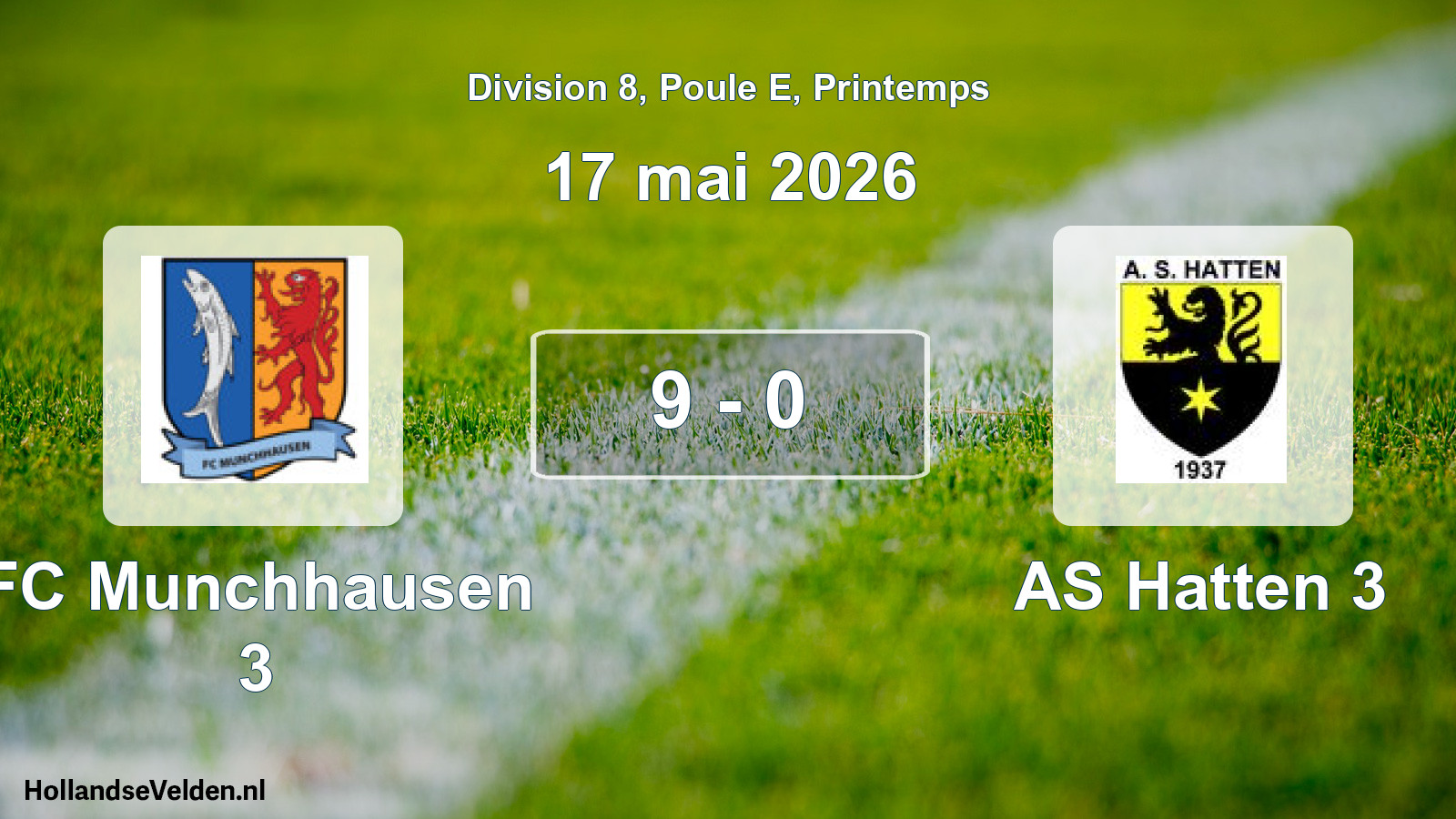 Gespeelde wedstrijd: FC Munchhausen 3 - AS Hatten 3 9 - 0 (17 mei 2026)
