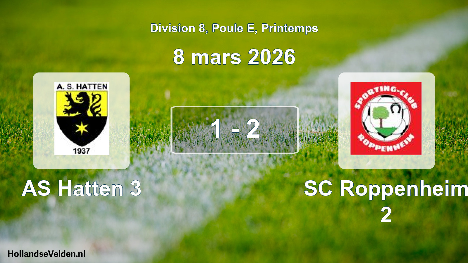Gespeelde wedstrijd: AS Hatten 3 - SC Roppenheim 2 1 - 2 (8 maart 2026)