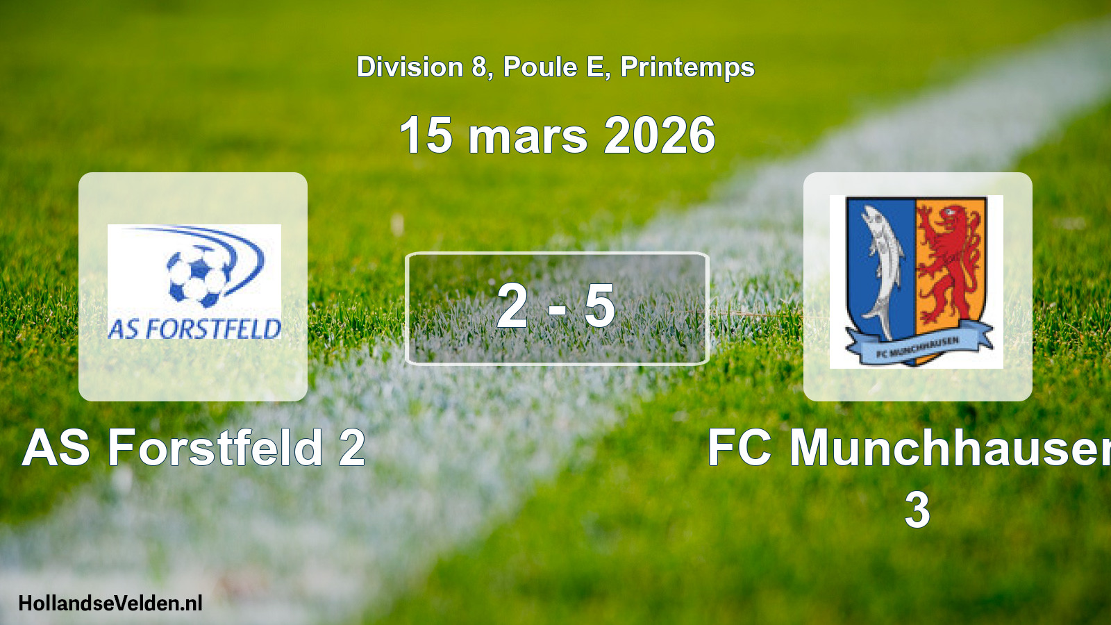 Gespeelde wedstrijd: AS Forstfeld 2 - FC Munchhausen 3 2 - 5 (15 maart 2026)