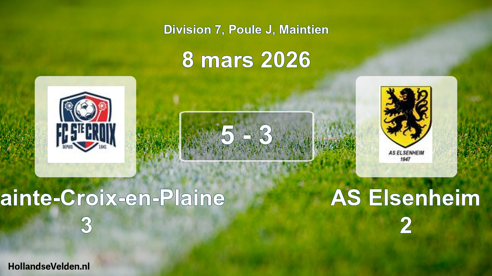 Gespeelde wedstrijd: FC Sainte-Croix-en-Plaine 3 - AS Elsenheim 2 5 - 3 (8 maart 2026)