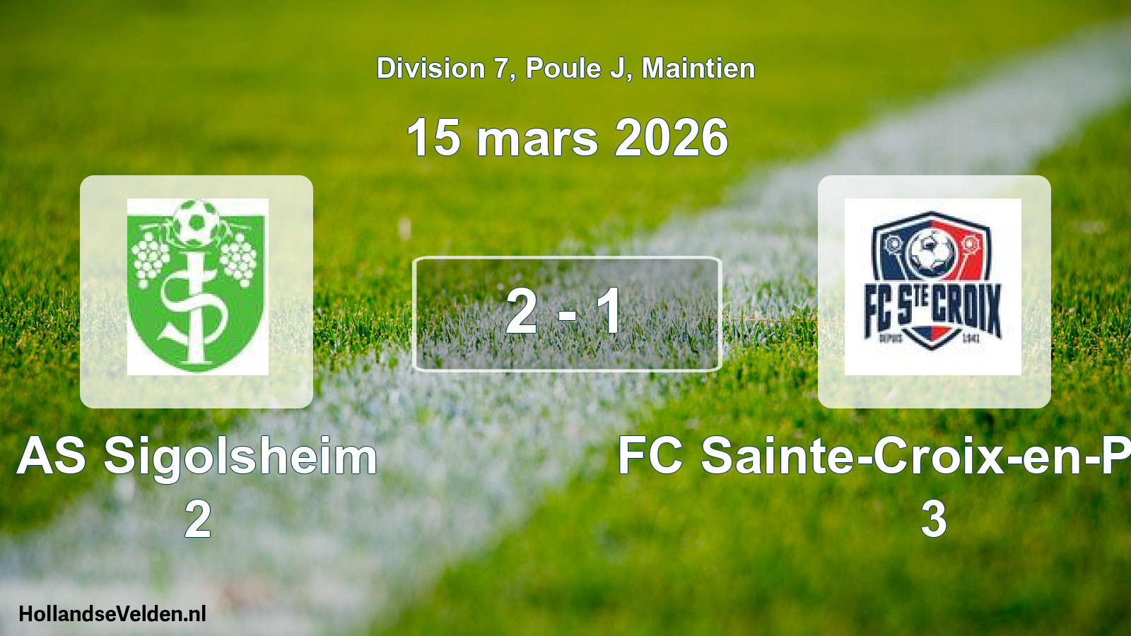 Gespeelde wedstrijd: AS Sigolsheim 2 - FC Sainte-Croix-en-Plaine 3 2 - 1 (15 maart 2026)