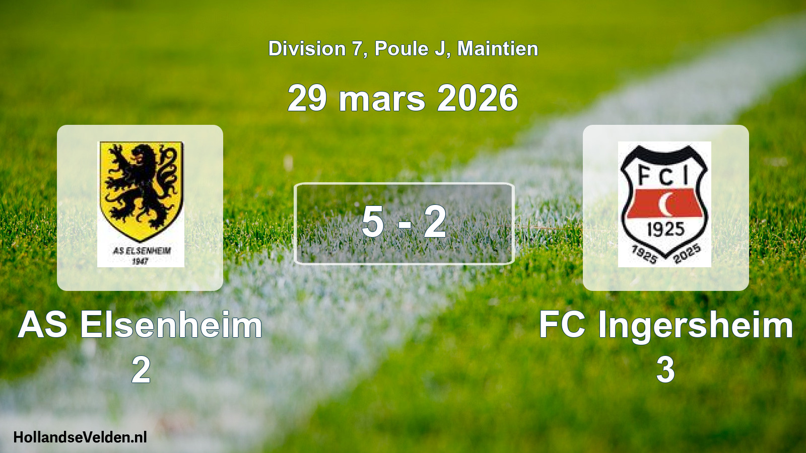 Gespeelde wedstrijd: AS Elsenheim 2 - FC Ingersheim 3 5 - 2 (29 maart 2026)