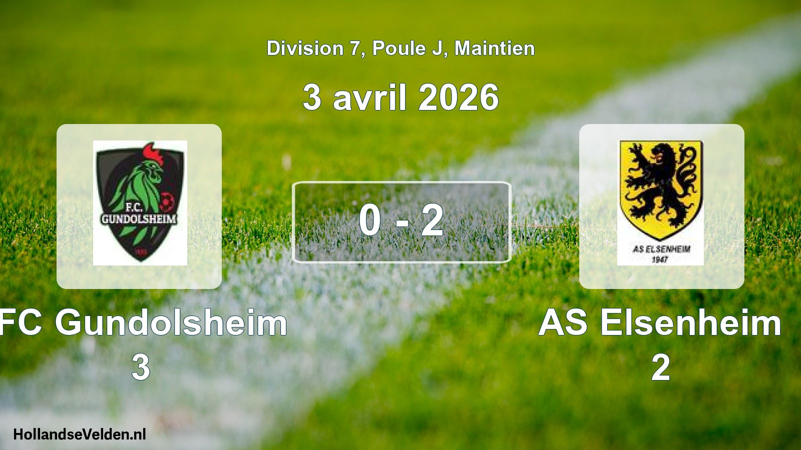 Gespeelde wedstrijd: FC Gundolsheim 3 - AS Elsenheim 2 0 - 2 (3 april 2026)