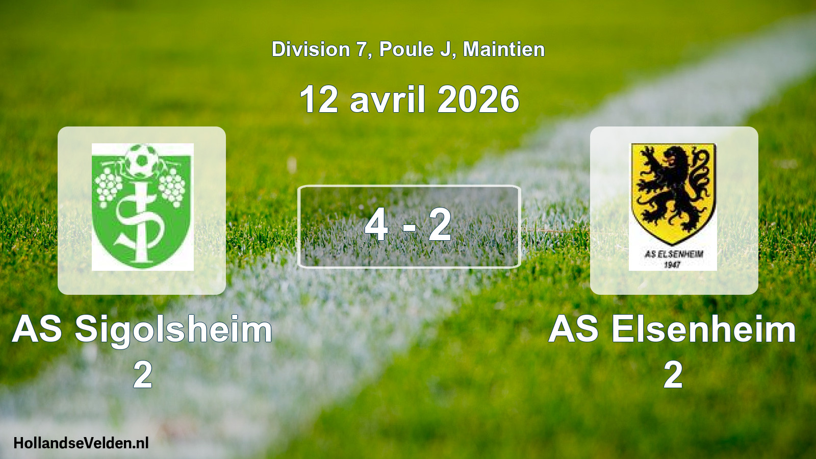 Gespeelde wedstrijd: AS Sigolsheim 2 - AS Elsenheim 2 4 - 2 (12 april 2026)