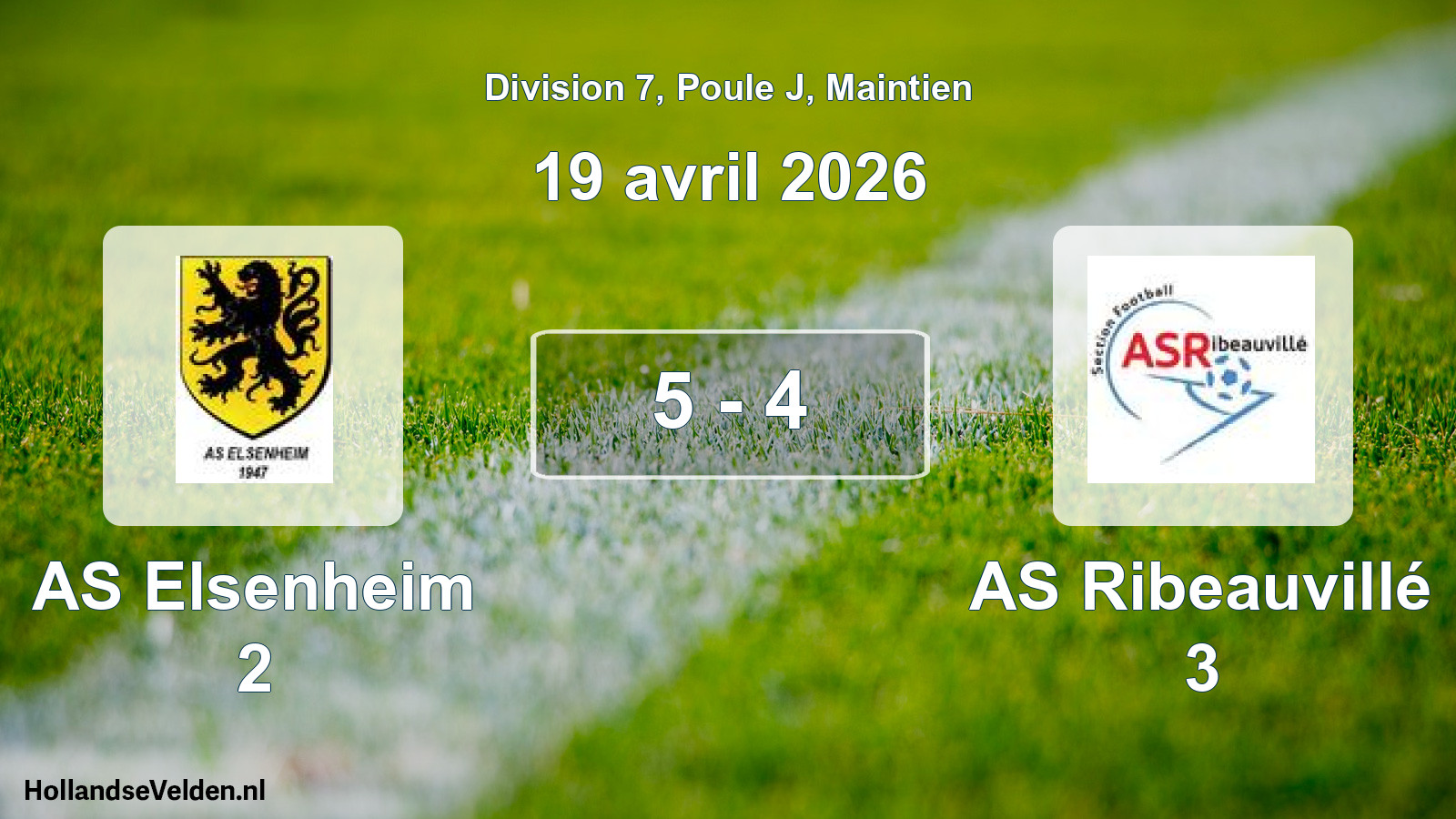 Gespeelde wedstrijd: AS Elsenheim 2 - AS Ribeauvillé 3 5 - 4 (19 april 2026)