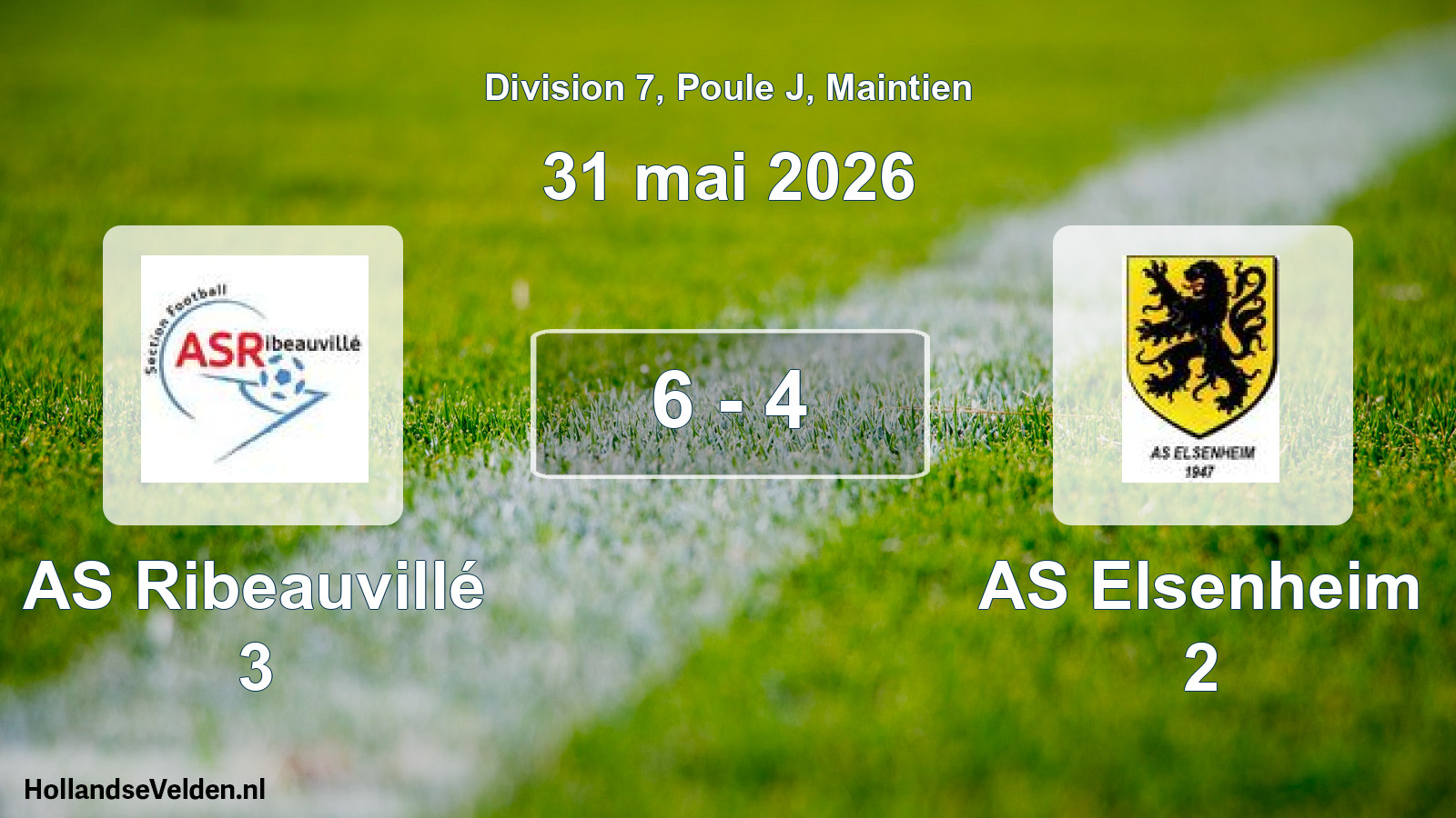 Gespeelde wedstrijd: AS Ribeauvillé 3 - AS Elsenheim 2 6 - 4 (31 mei 2026)