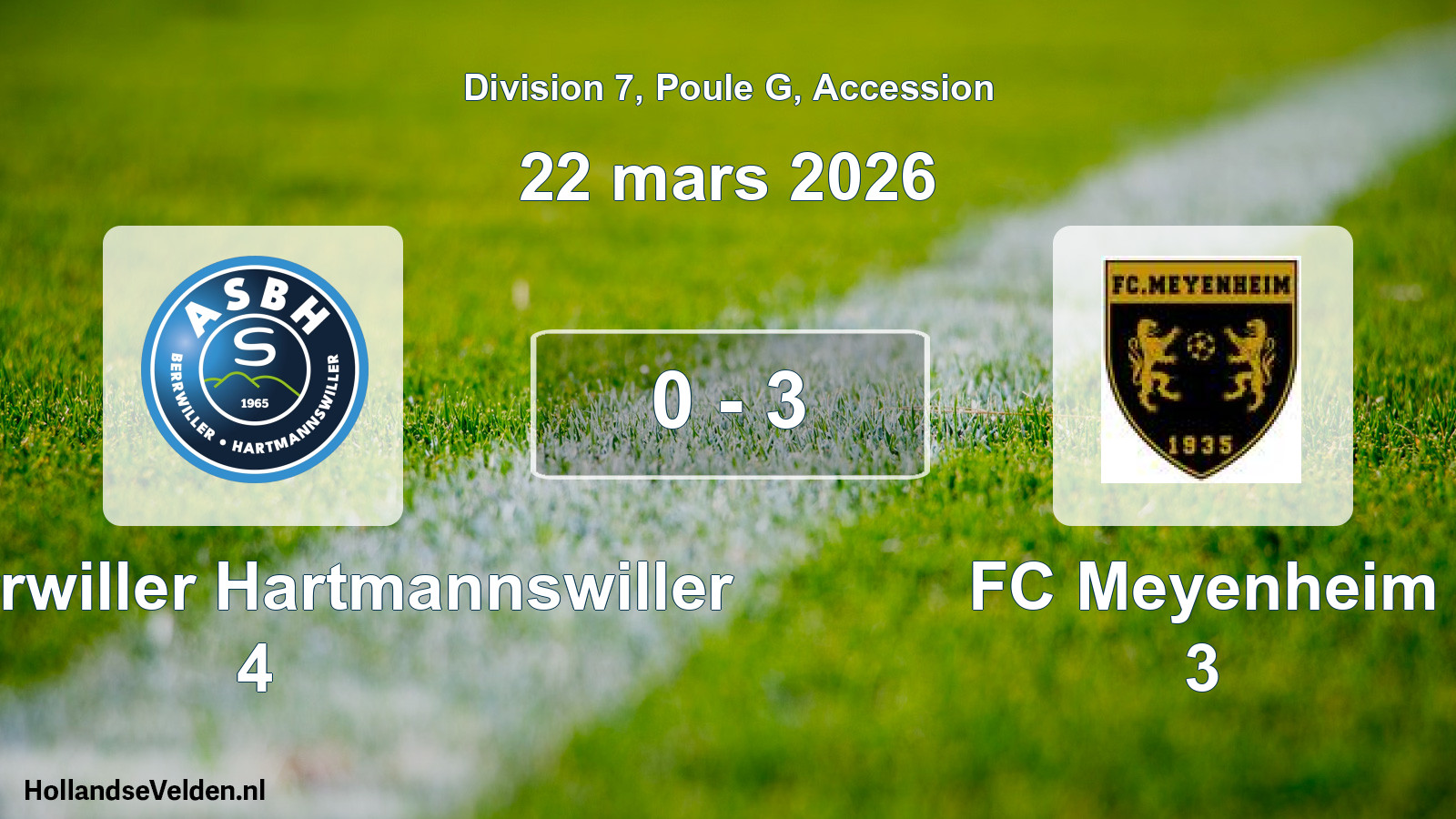 Gespeelde wedstrijd: AS Berrwiller Hartmannswiller 4 - FC Meyenheim 3 0 - 3 (22 maart 2026)