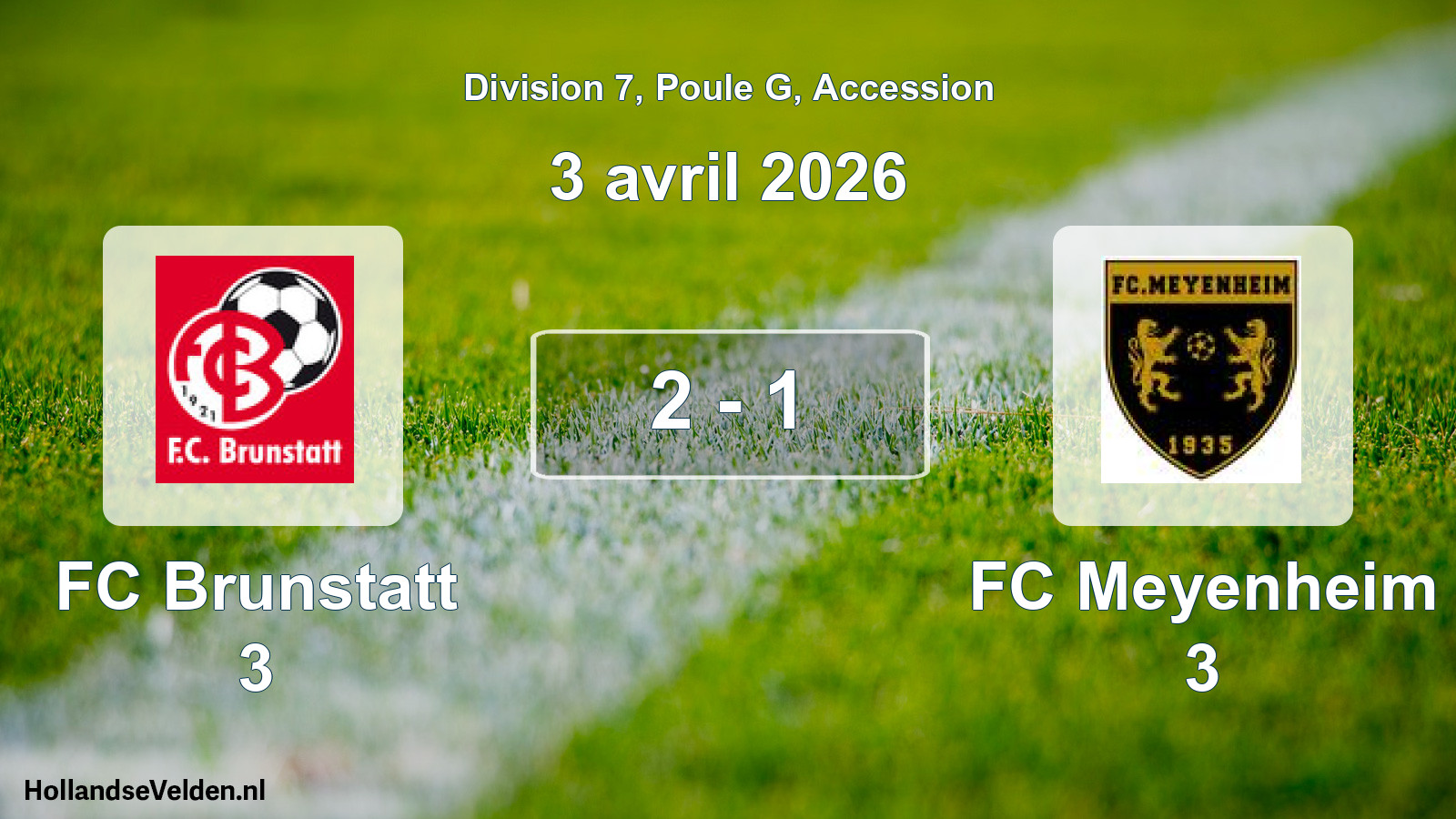Gespeelde wedstrijd: FC Brunstatt 3 - FC Meyenheim 3 2 - 1 (3 april 2026)